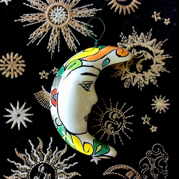 Talavera Mexican Moon: Pottery Hanging 🌙 - Picture 1 of 13
